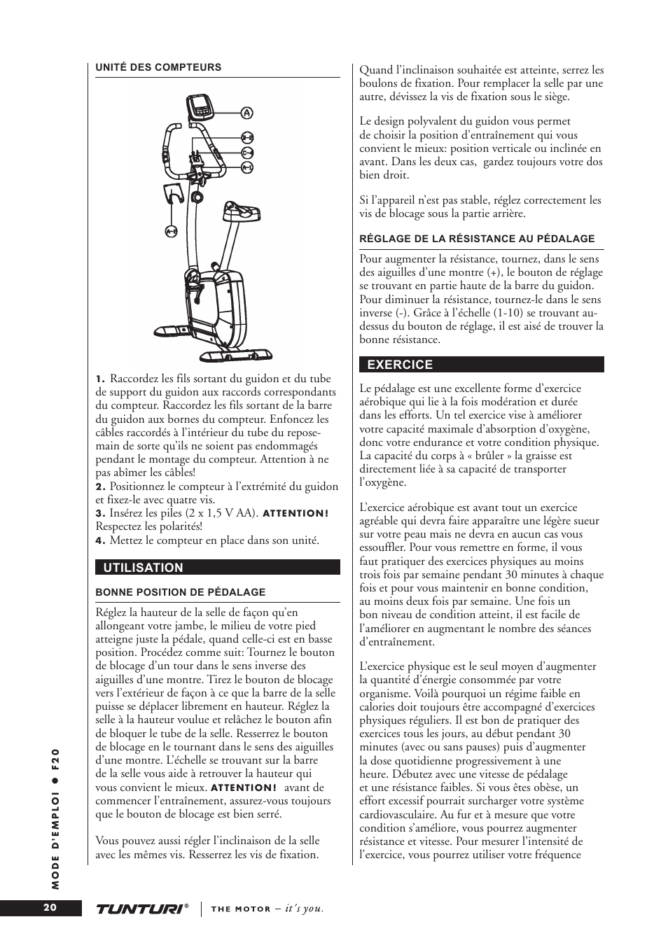 Tunturi F20 User Manual | Page 20 / 61