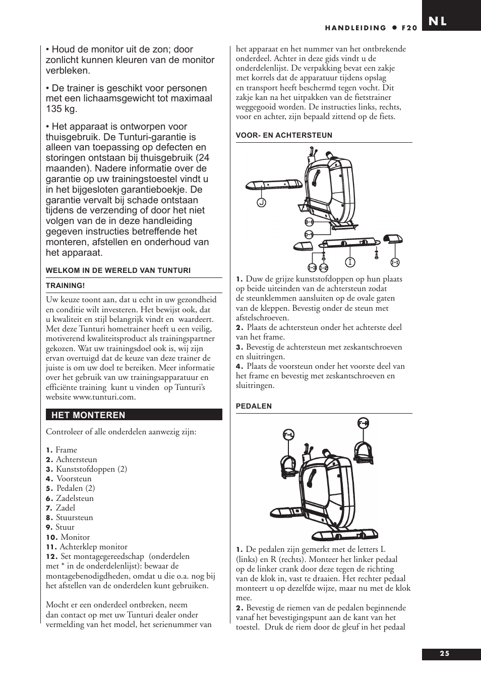 Tunturi F20 User Manual | Page 25 / 61