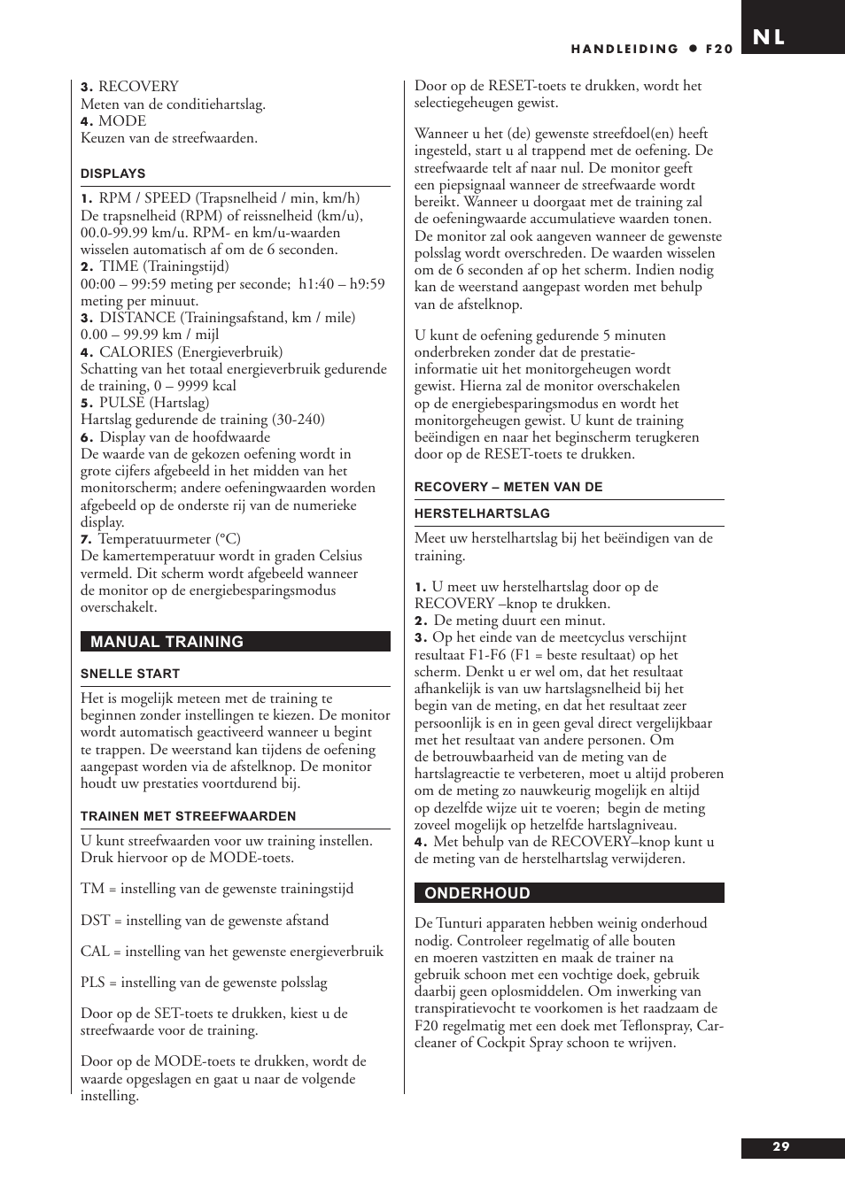 Tunturi F20 User Manual | Page 29 / 61