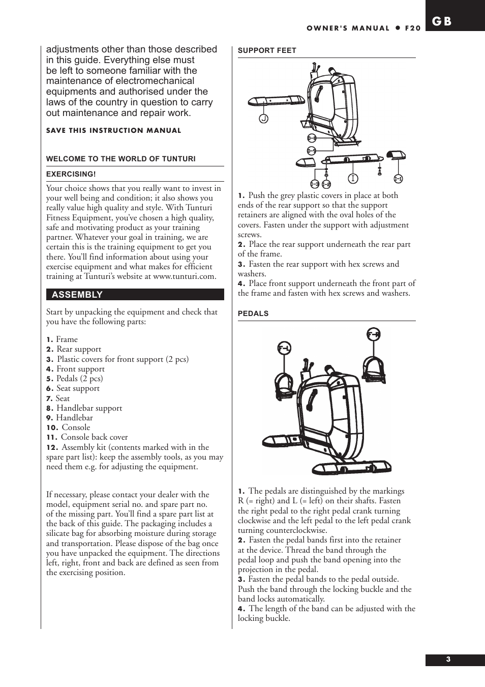 Tunturi F20 User Manual | Page 3 / 61