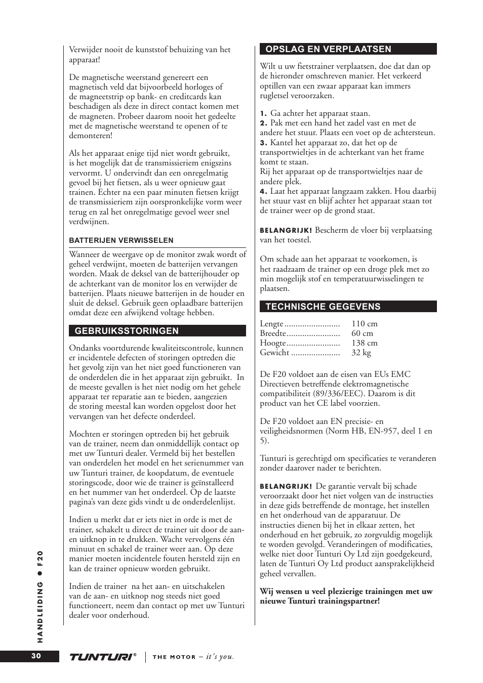 Tunturi F20 User Manual | Page 30 / 61