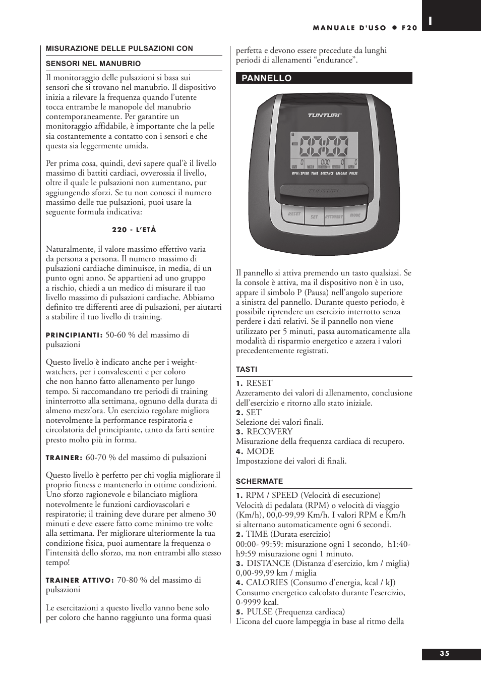 Tunturi F20 User Manual | Page 35 / 61