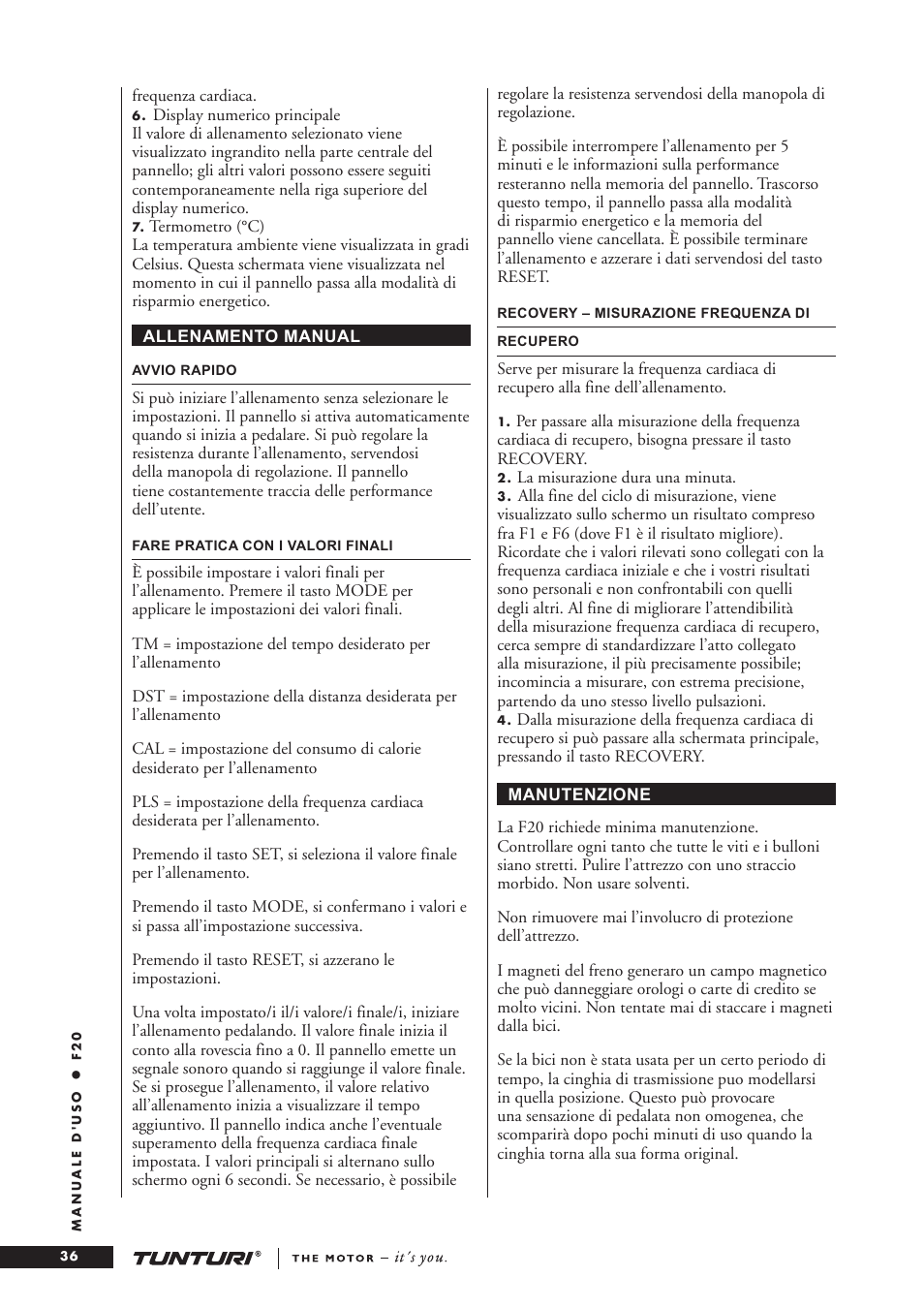 Tunturi F20 User Manual | Page 36 / 61