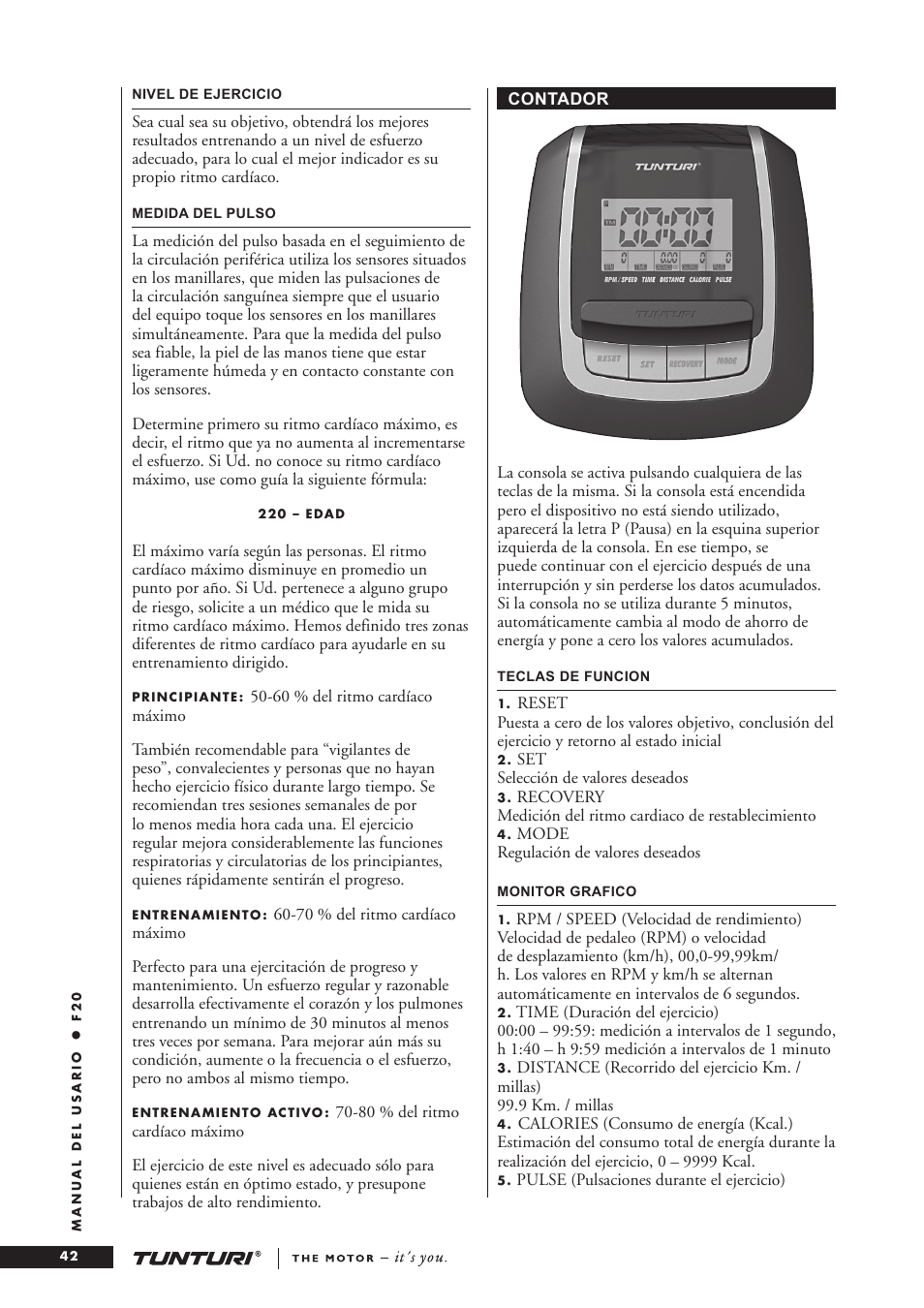 Tunturi F20 User Manual | Page 42 / 61