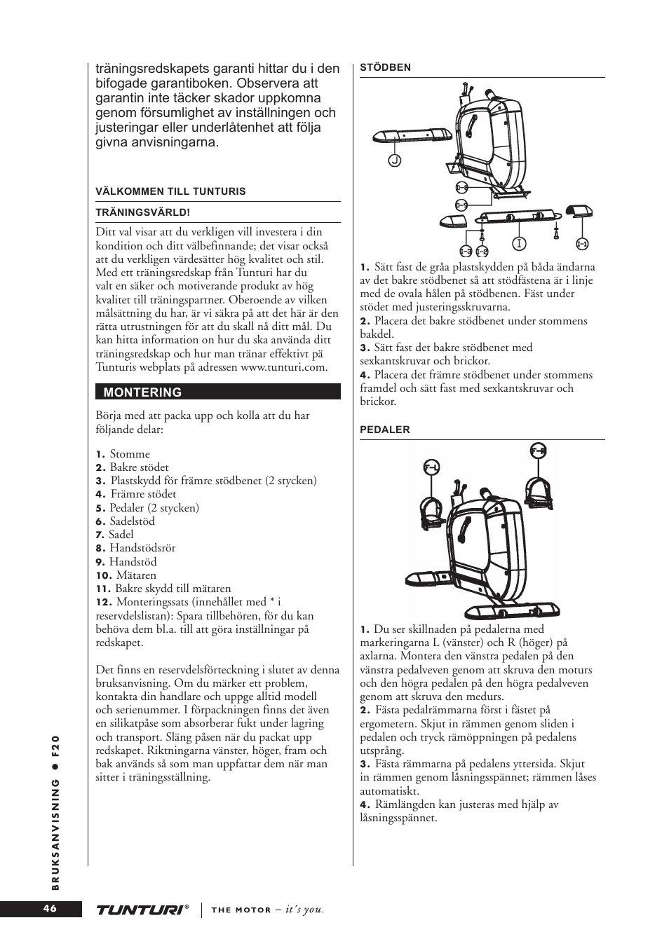 Tunturi F20 User Manual | Page 46 / 61