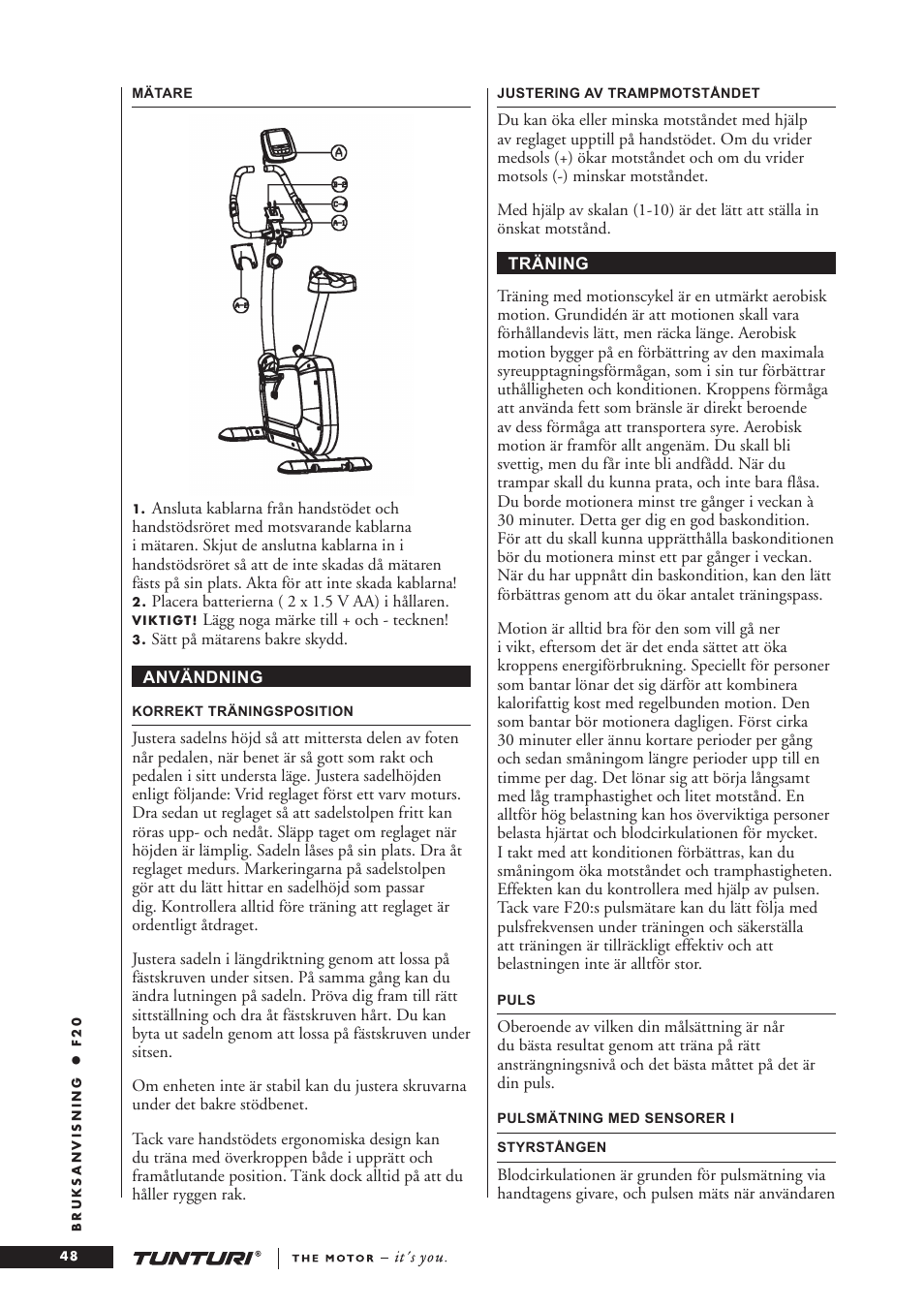 Tunturi F20 User Manual | Page 48 / 61