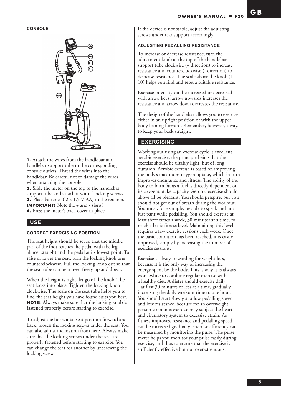 Tunturi F20 User Manual | Page 5 / 61