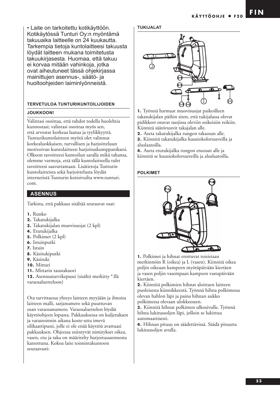 F i n | Tunturi F20 User Manual | Page 53 / 61