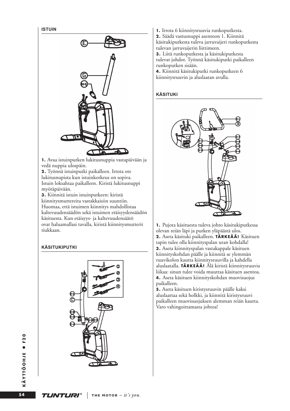 Tunturi F20 User Manual | Page 54 / 61