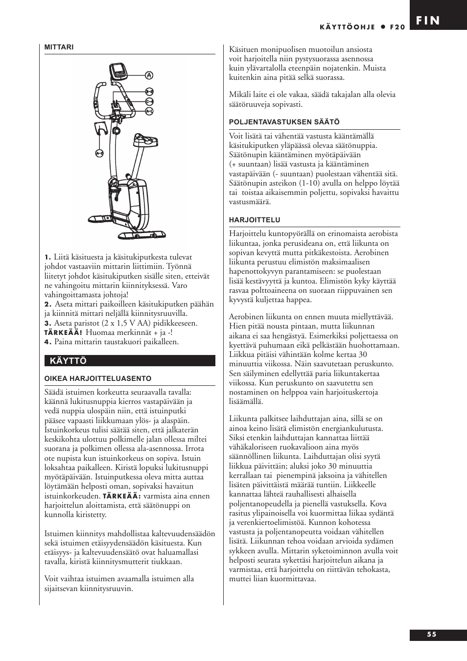 F i n | Tunturi F20 User Manual | Page 55 / 61