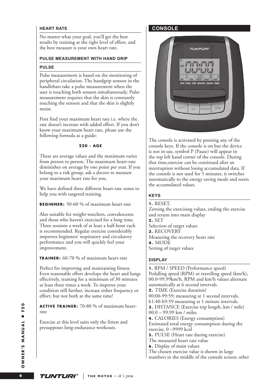 Tunturi F20 User Manual | Page 6 / 61