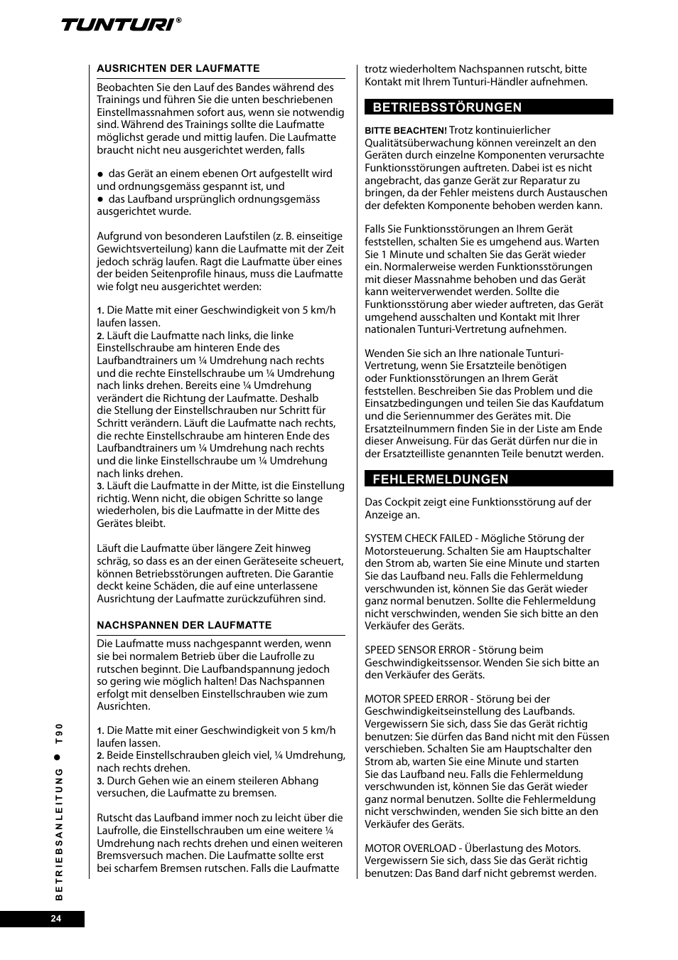 Tunturi T90 Rehab User Manual | Page 24 / 104