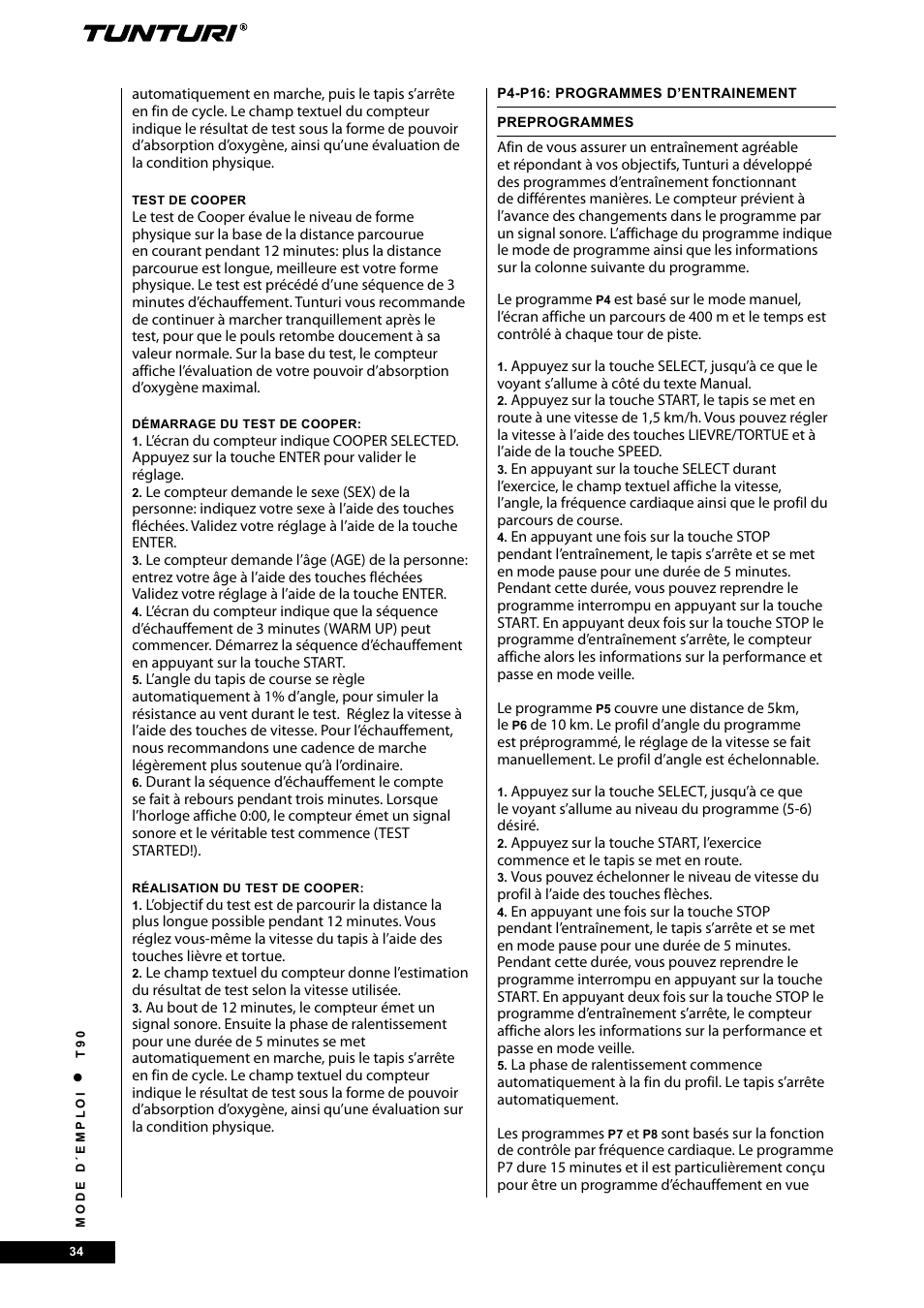 Tunturi T90 Rehab User Manual | Page 34 / 104