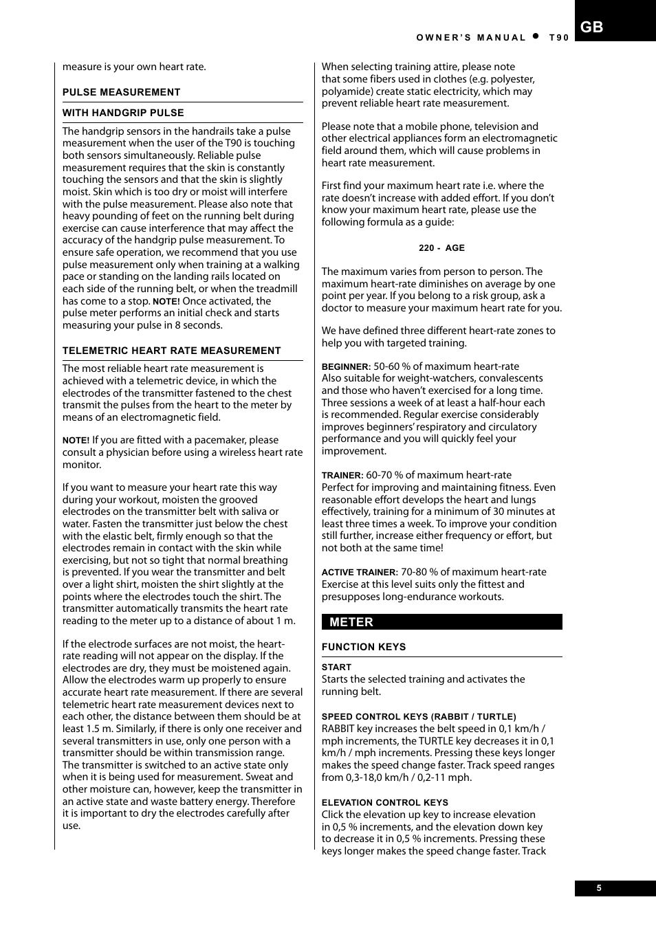Tunturi T90 Rehab User Manual | Page 5 / 104