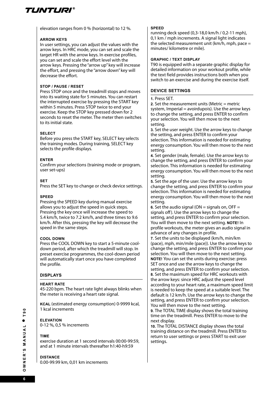 Tunturi T90 Rehab User Manual | Page 6 / 104