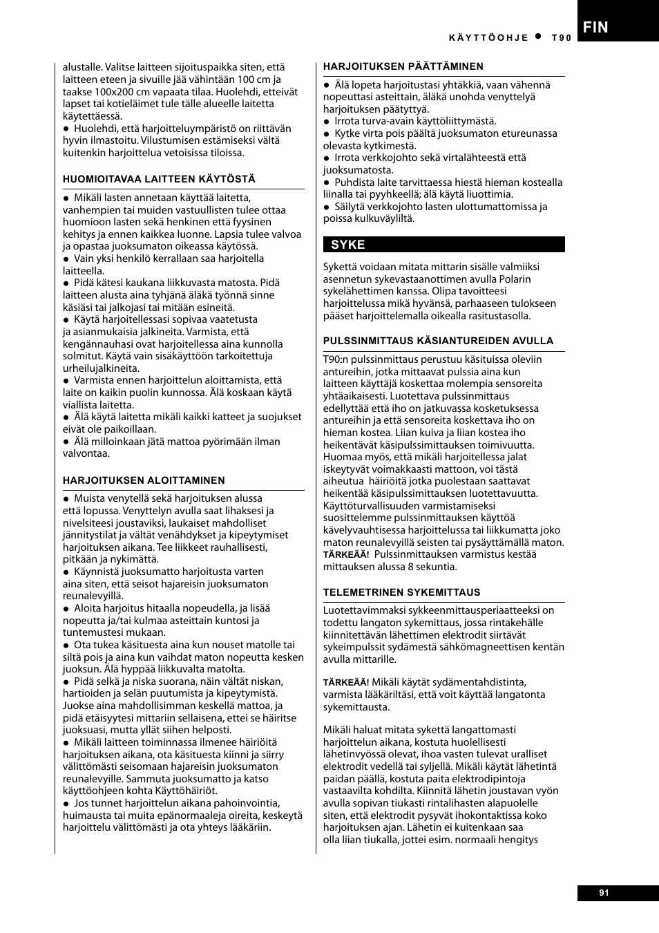 Tunturi T90 Rehab User Manual | Page 91 / 104