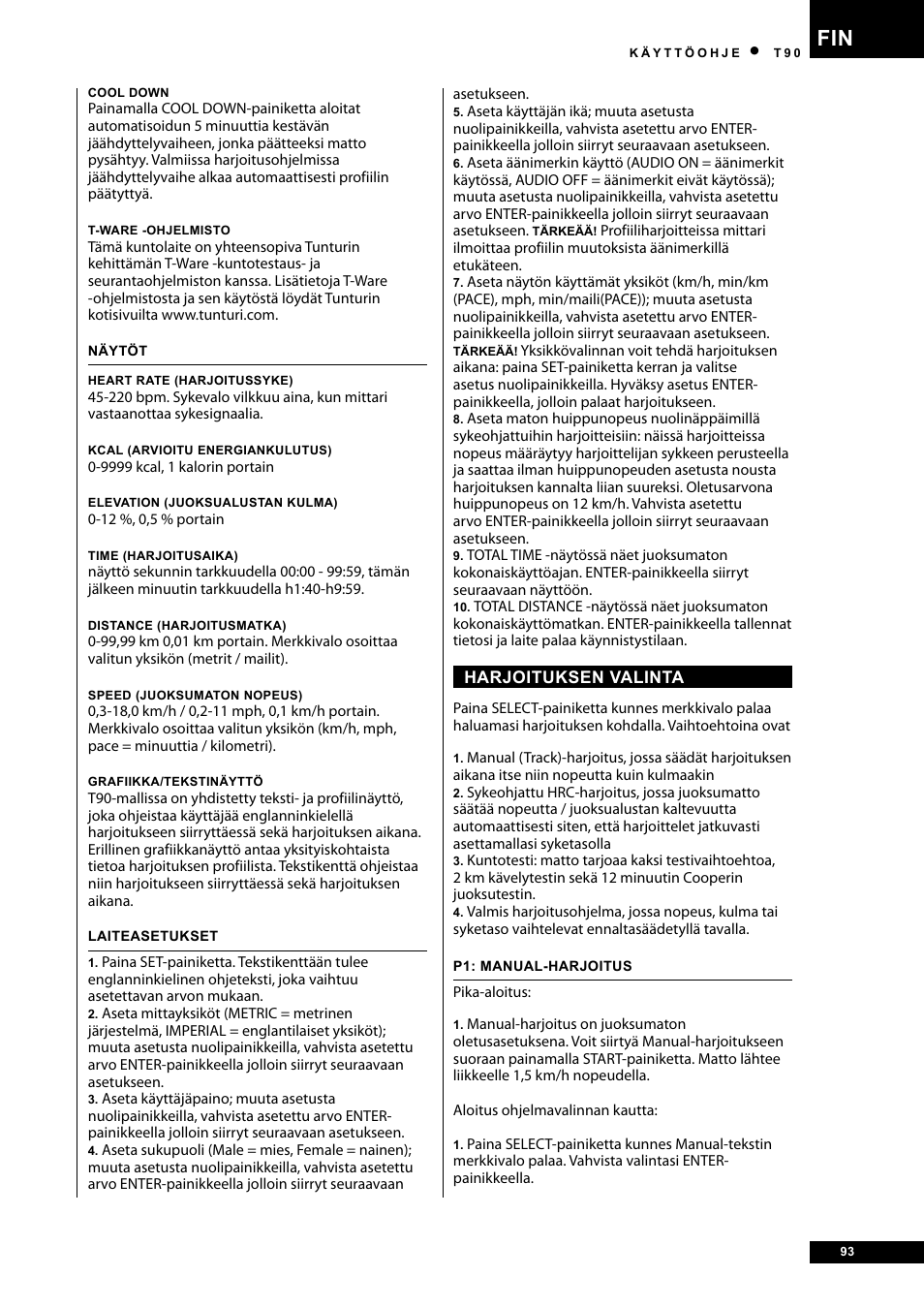 Tunturi T90 Rehab User Manual | Page 93 / 104