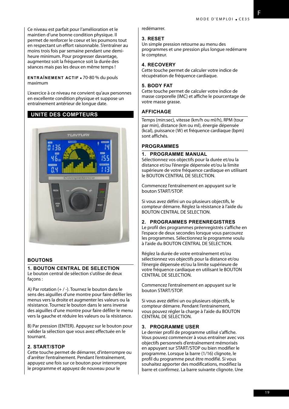 Tunturi CE35 User Manual | Page 19 / 66