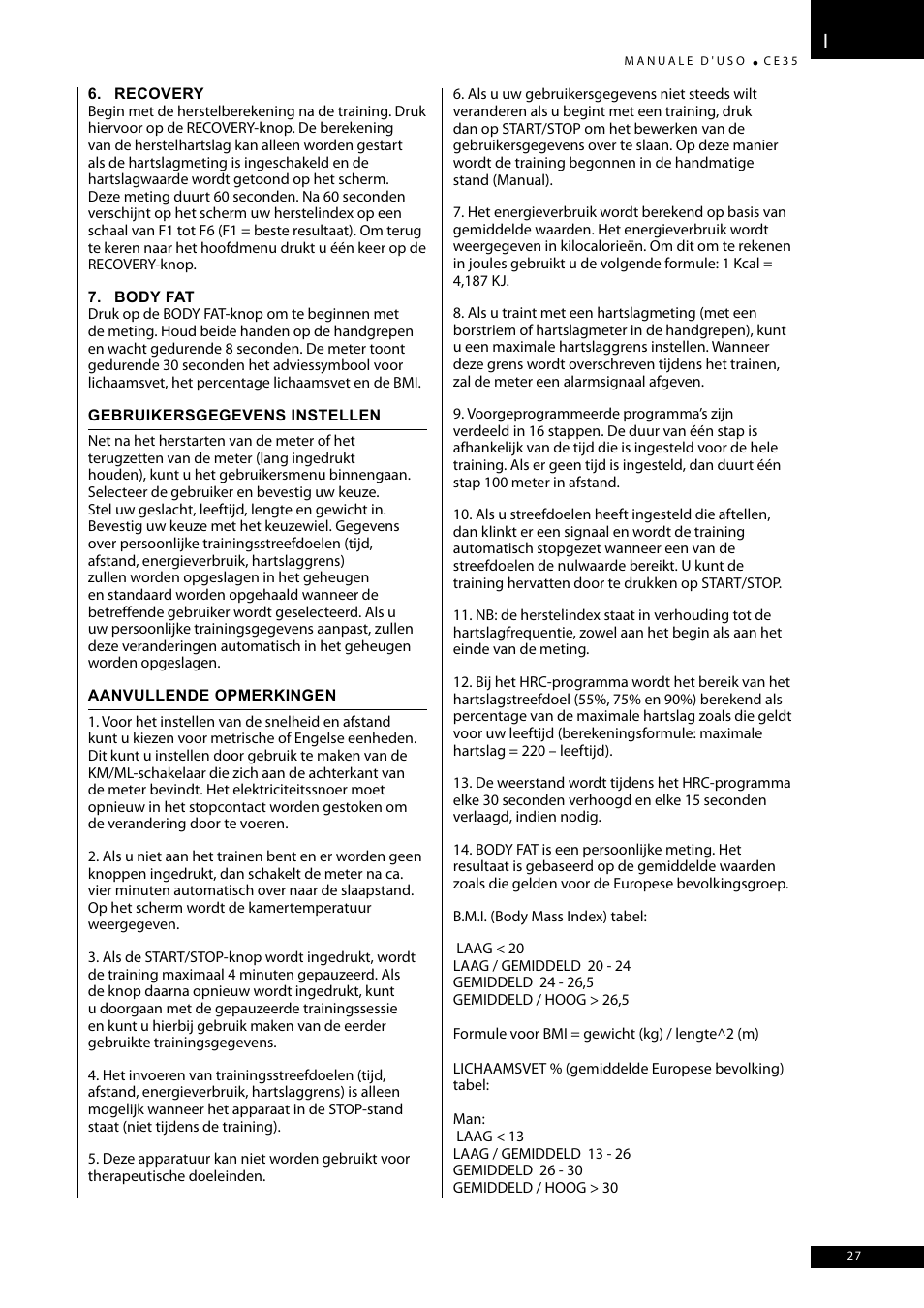 Tunturi CE35 User Manual | Page 27 / 66