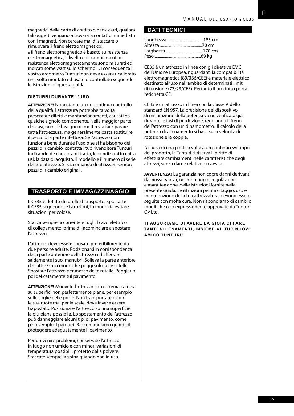 Tunturi CE35 User Manual | Page 35 / 66