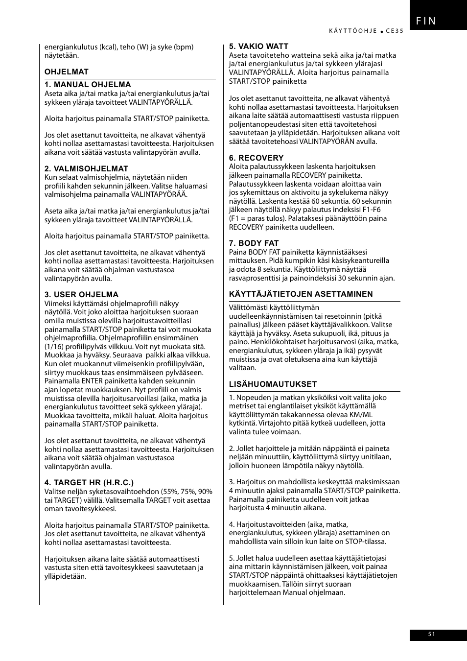 F i n | Tunturi CE35 User Manual | Page 51 / 66