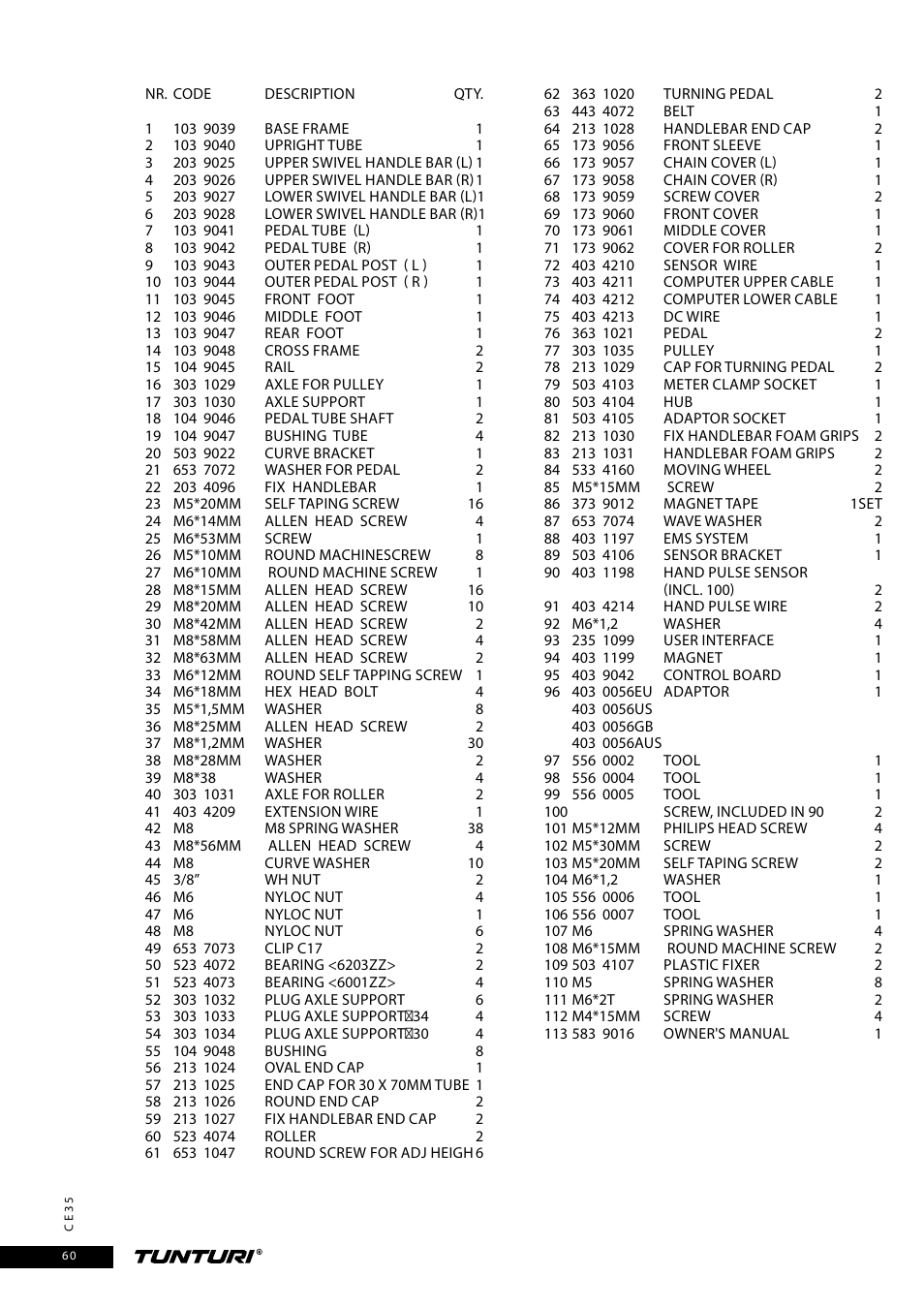 Tunturi CE35 User Manual | Page 60 / 66