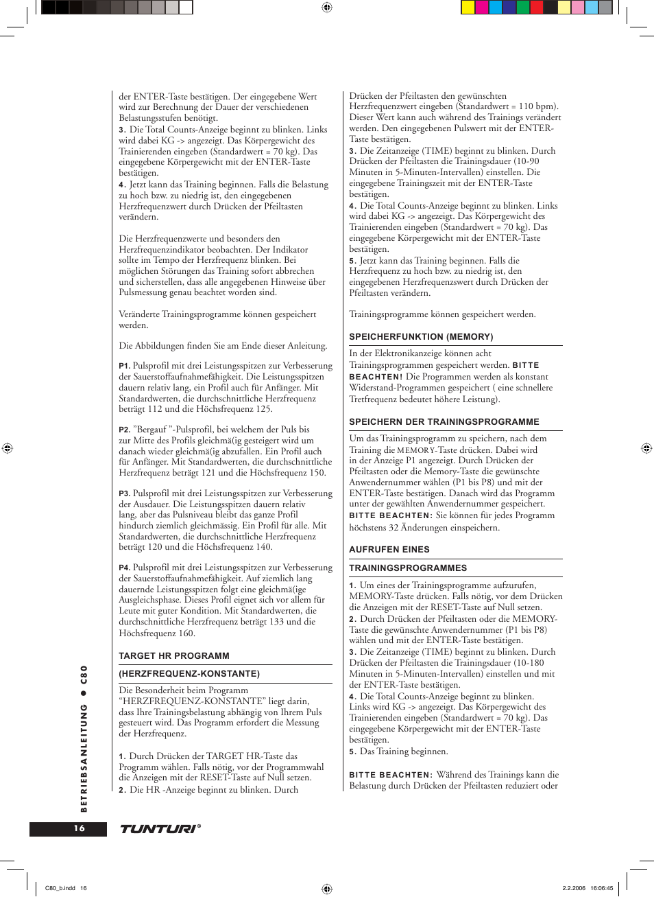 Tunturi C80 User Manual | Page 16 / 70