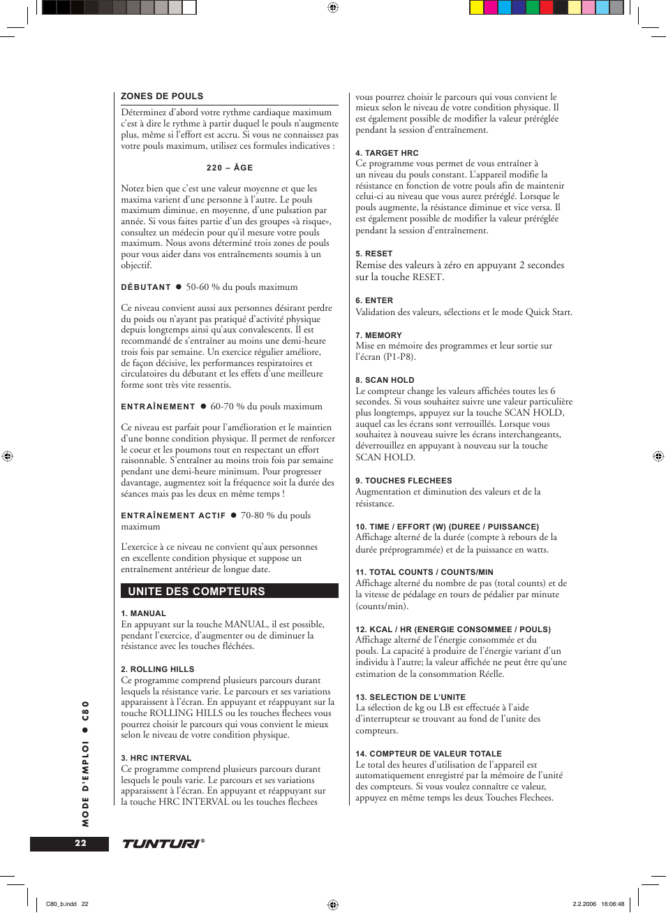 Tunturi C80 User Manual | Page 22 / 70