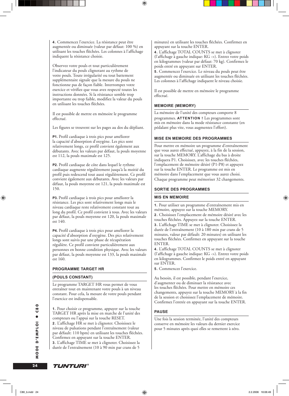 Tunturi C80 User Manual | Page 24 / 70