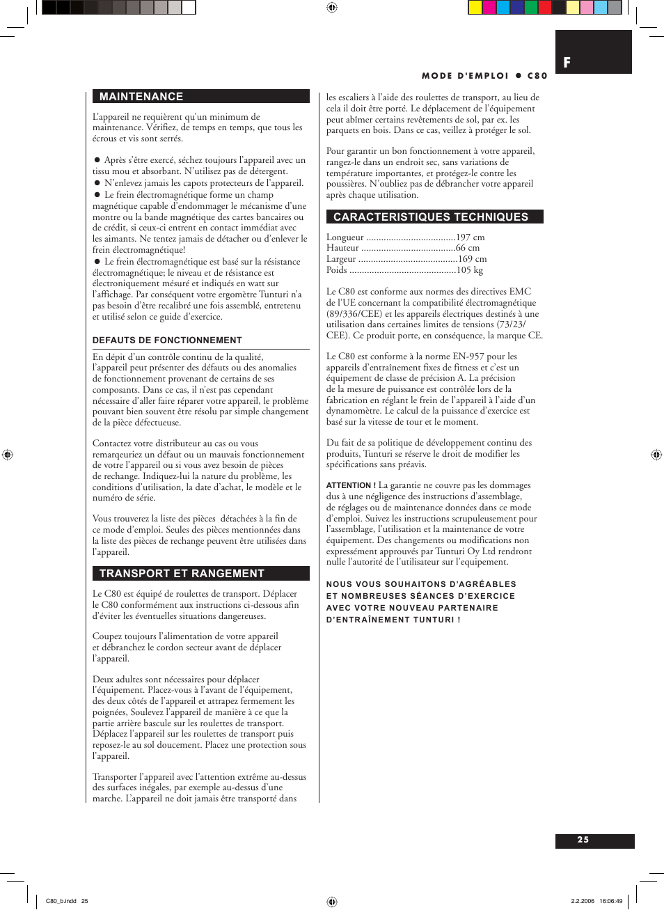 Tunturi C80 User Manual | Page 25 / 70