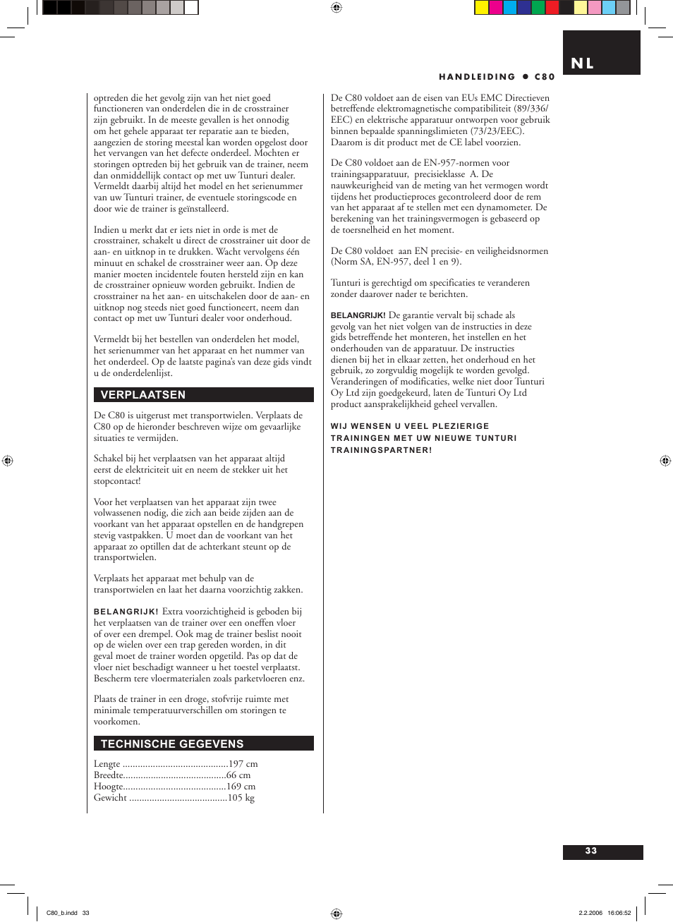 Tunturi C80 User Manual | Page 33 / 70