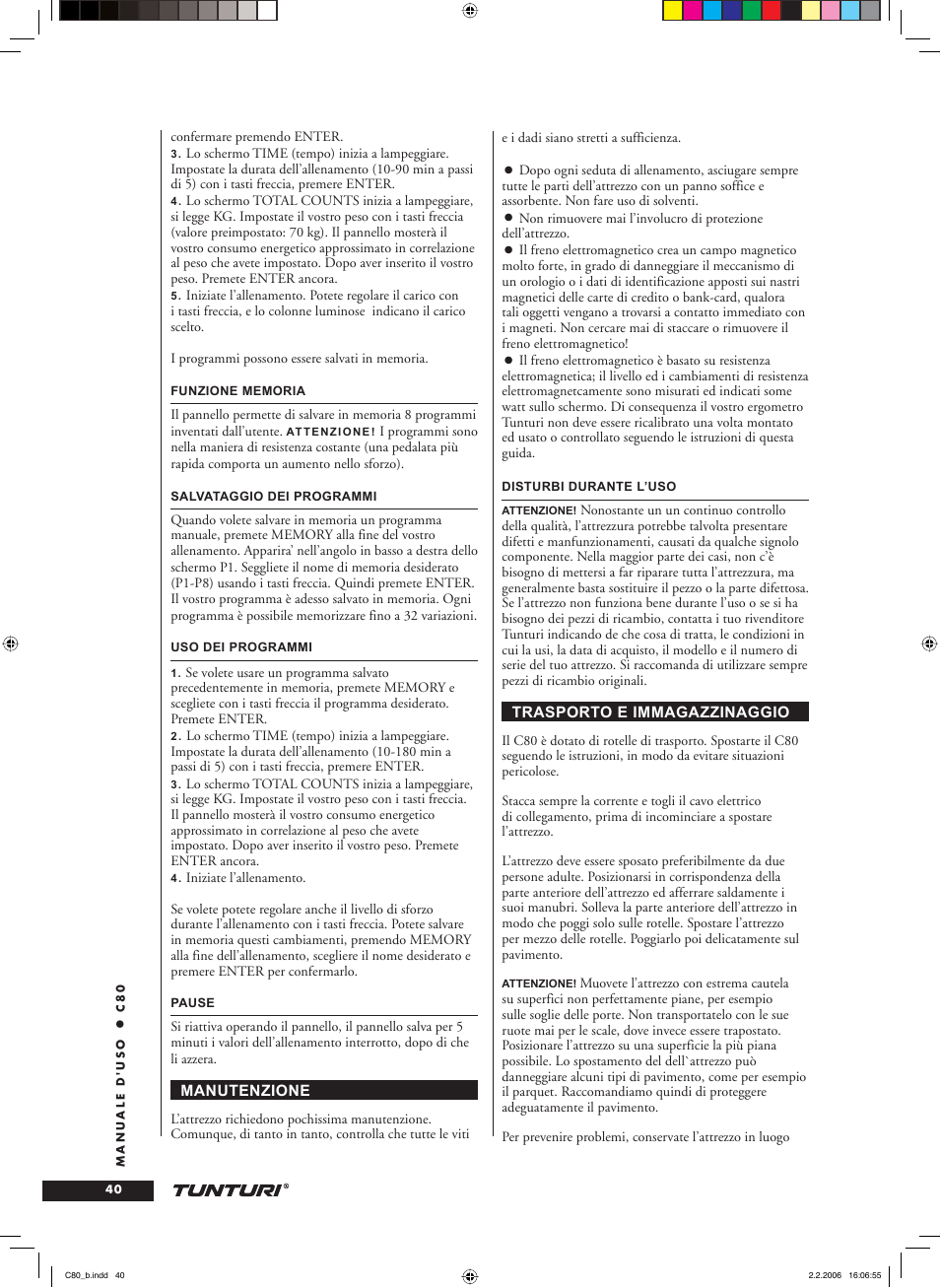 Tunturi C80 User Manual | Page 40 / 70