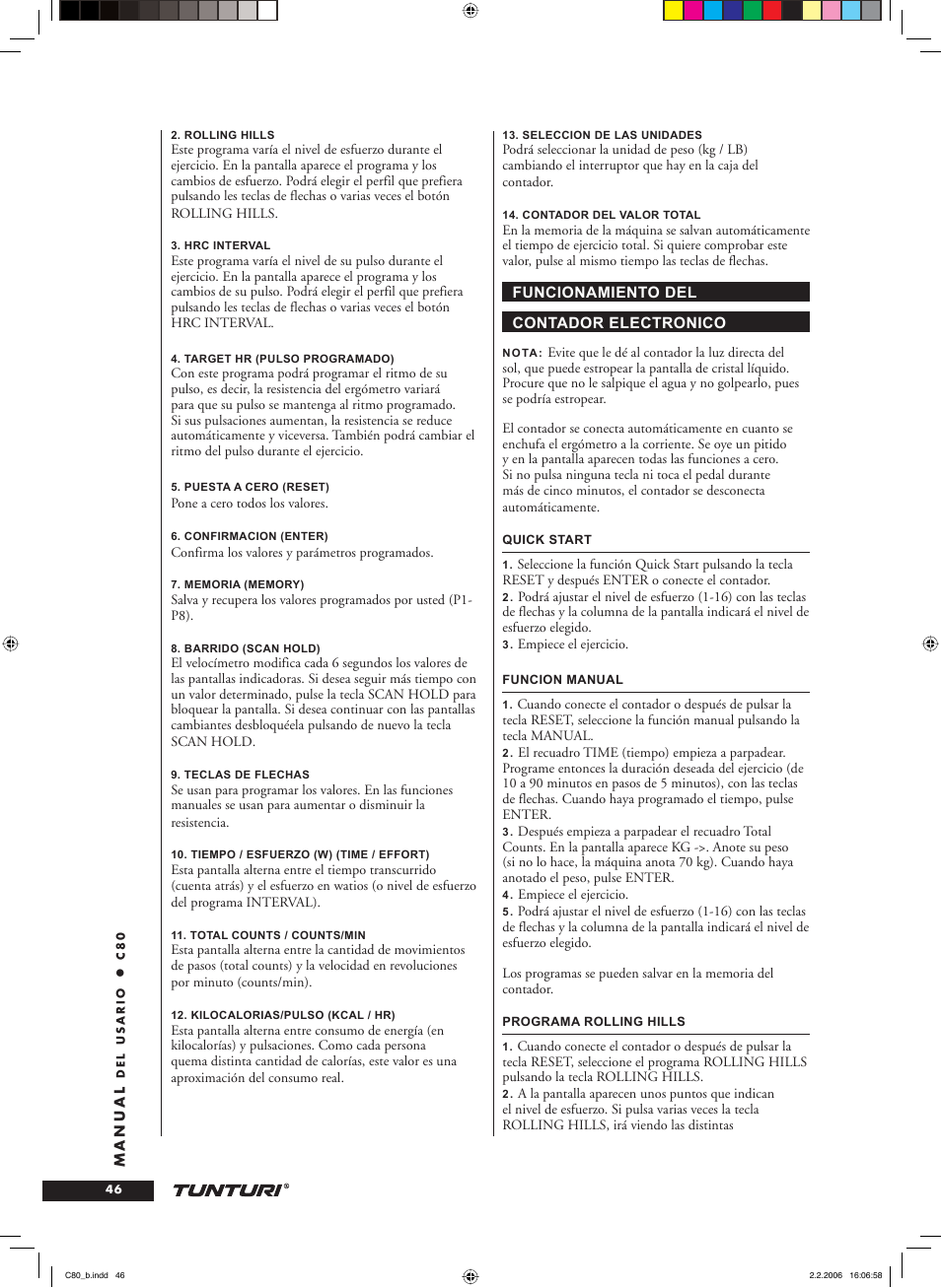 Tunturi C80 User Manual | Page 46 / 70