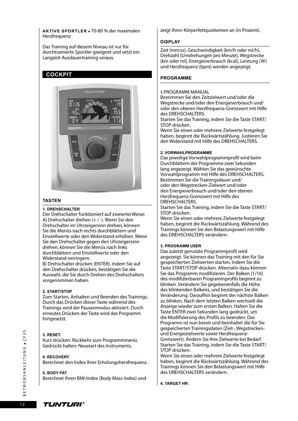 Tunturi CF35 User Manual | Page 12 / 60