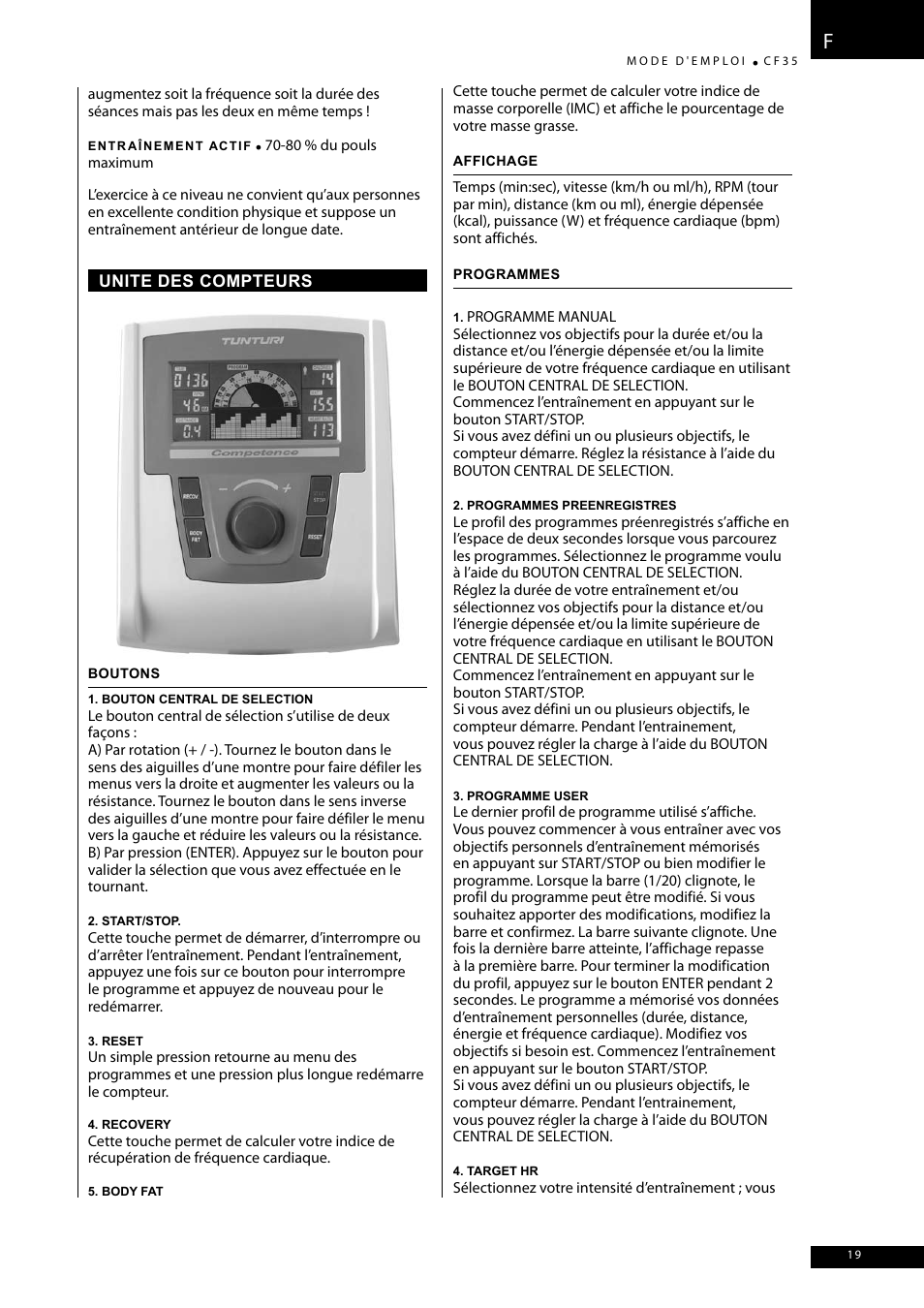 Tunturi CF35 User Manual | Page 19 / 60