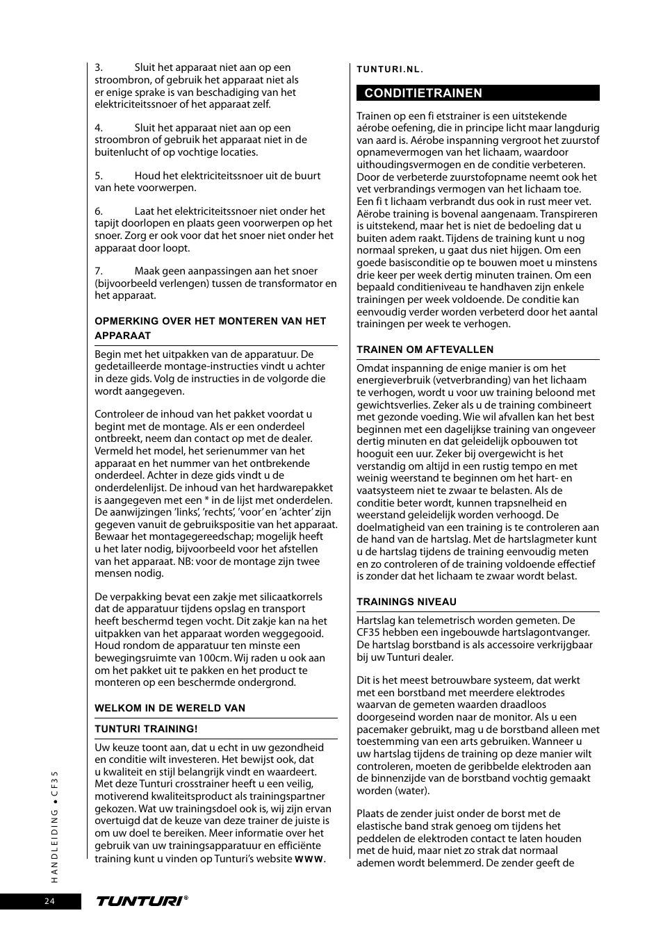 Tunturi CF35 User Manual | Page 24 / 60