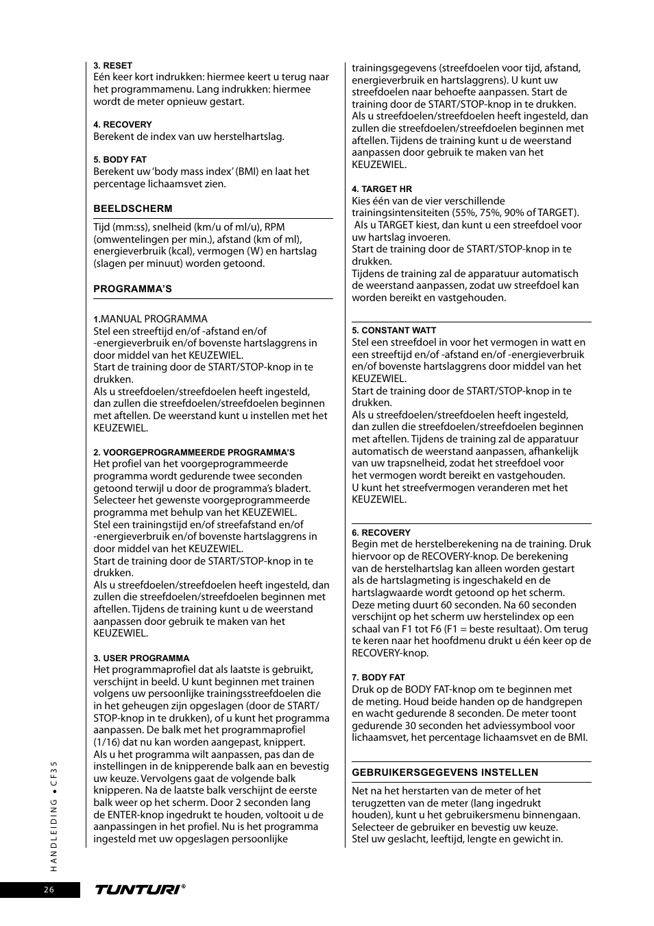 Tunturi CF35 User Manual | Page 26 / 60