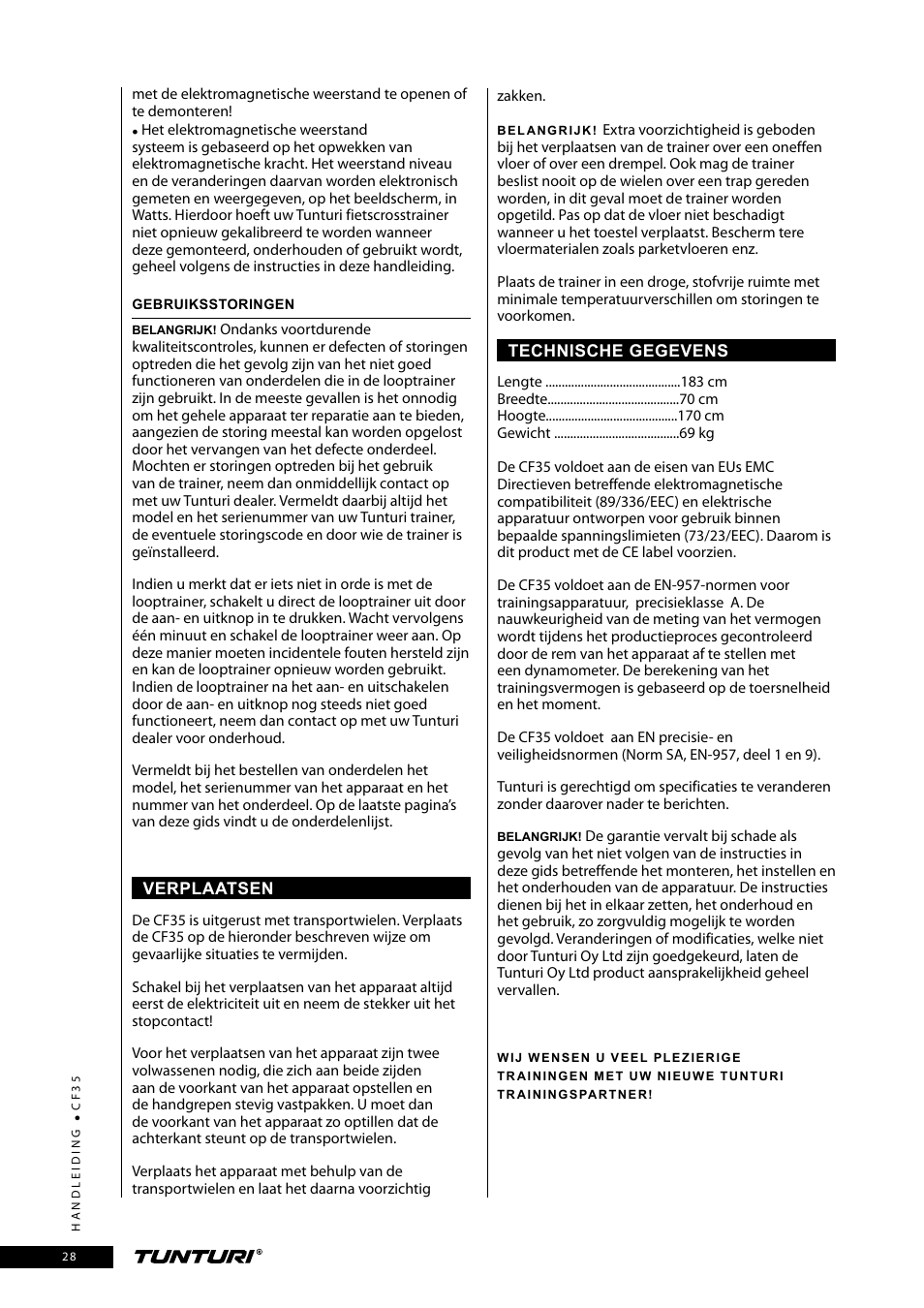 Tunturi CF35 User Manual | Page 28 / 60