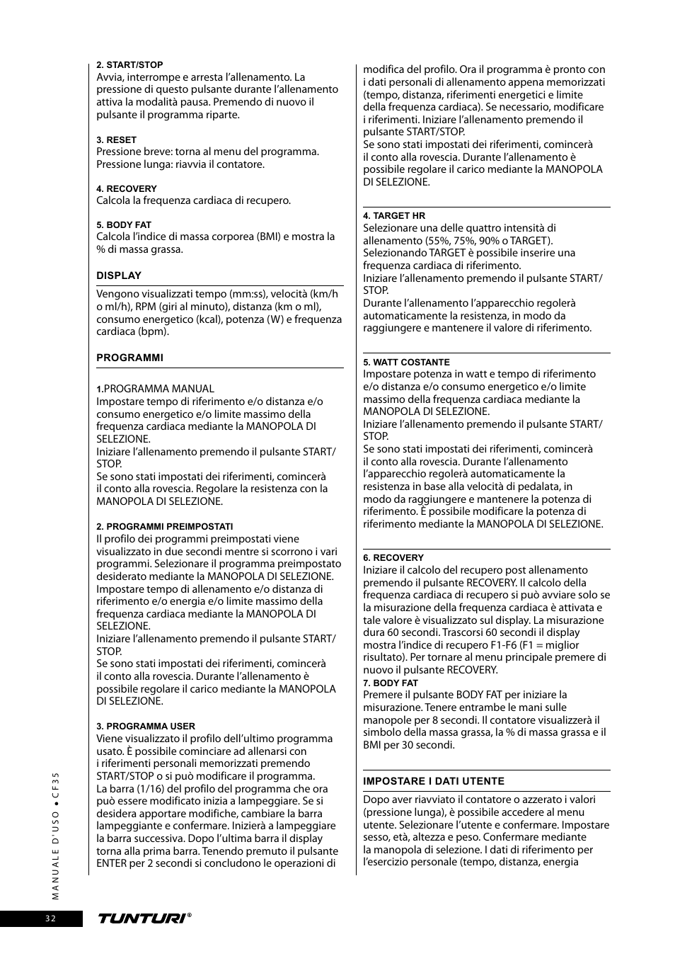 Tunturi CF35 User Manual | Page 32 / 60