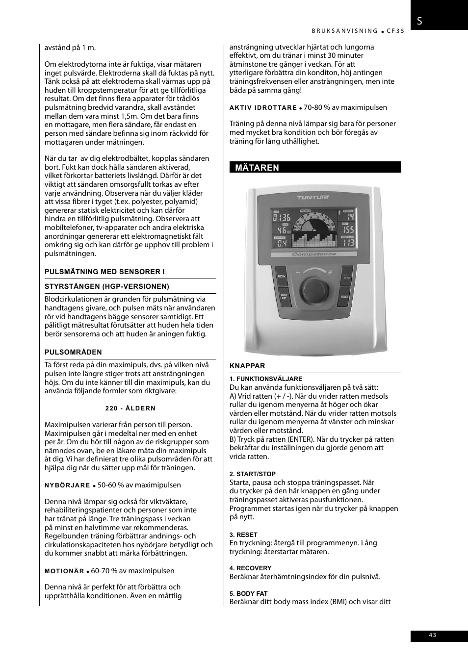 Tunturi CF35 User Manual | Page 43 / 60