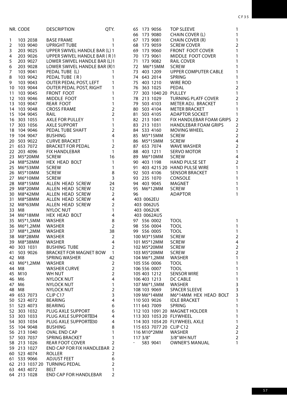 Tunturi CF35 User Manual | Page 57 / 60