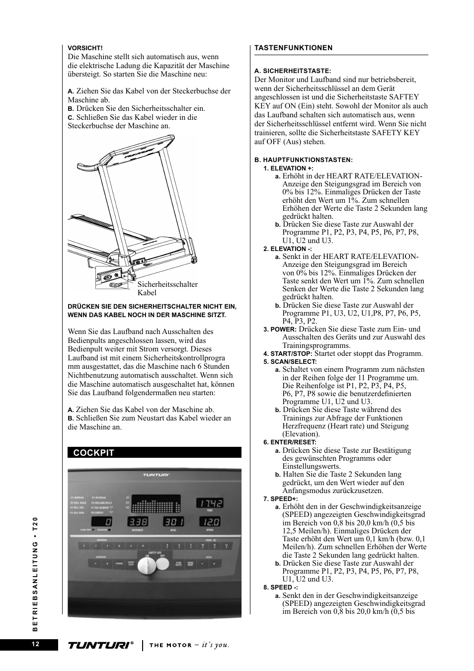 Tunturi T20 User Manual | Page 12 / 76