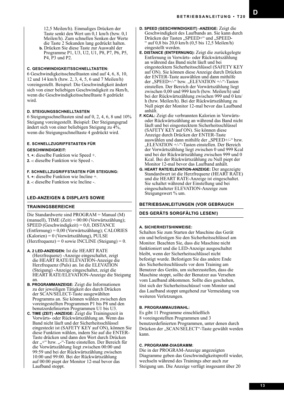 Tunturi T20 User Manual | Page 13 / 76