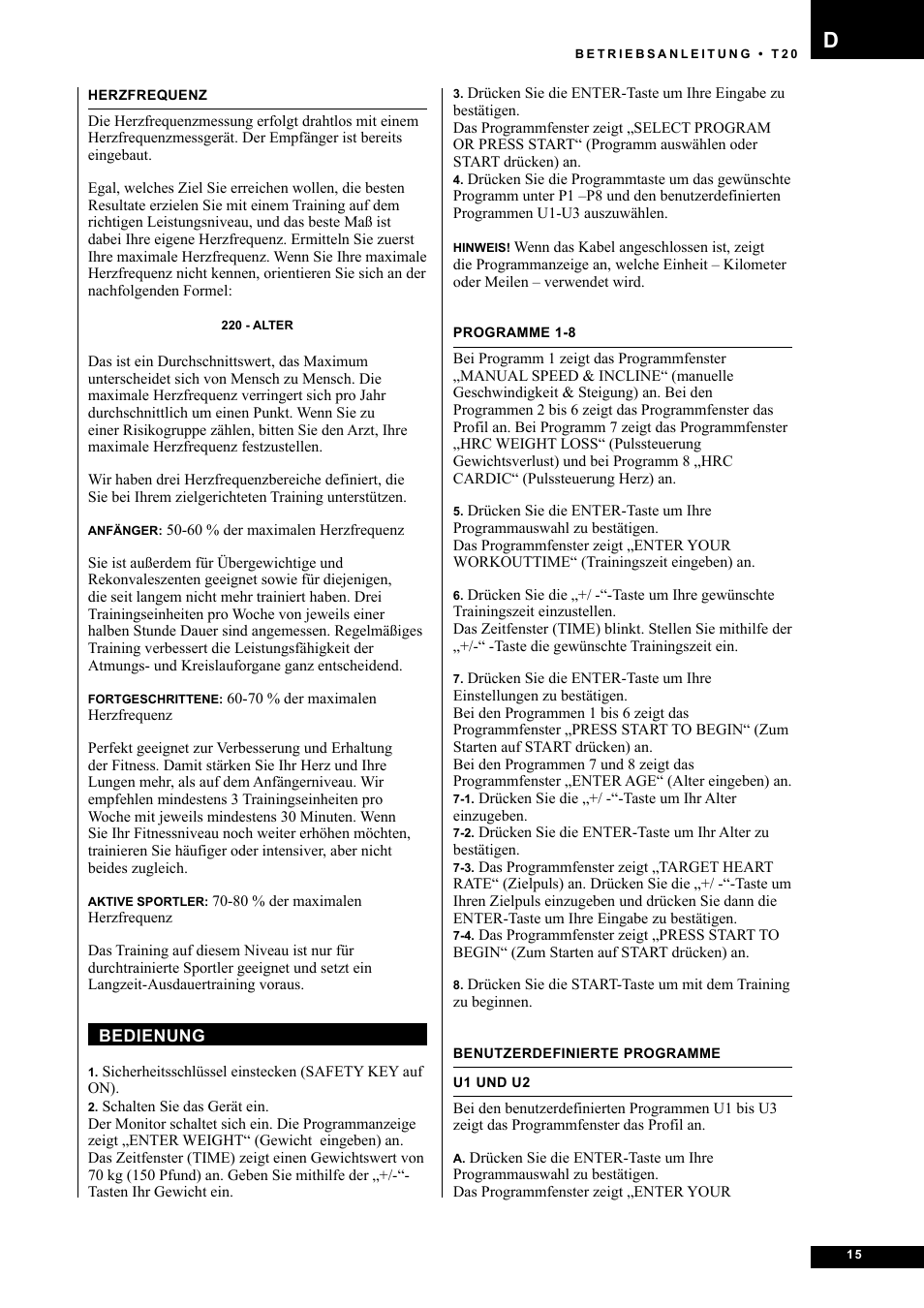 Tunturi T20 User Manual | Page 15 / 76