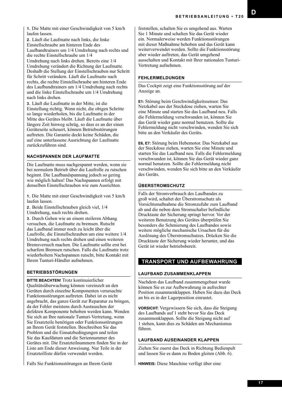 Tunturi T20 User Manual | Page 17 / 76