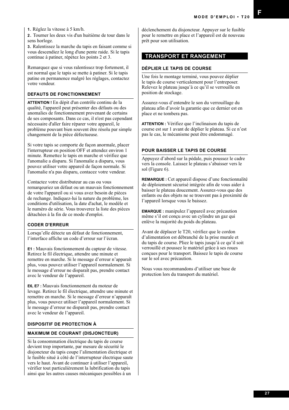 Tunturi T20 User Manual | Page 27 / 76