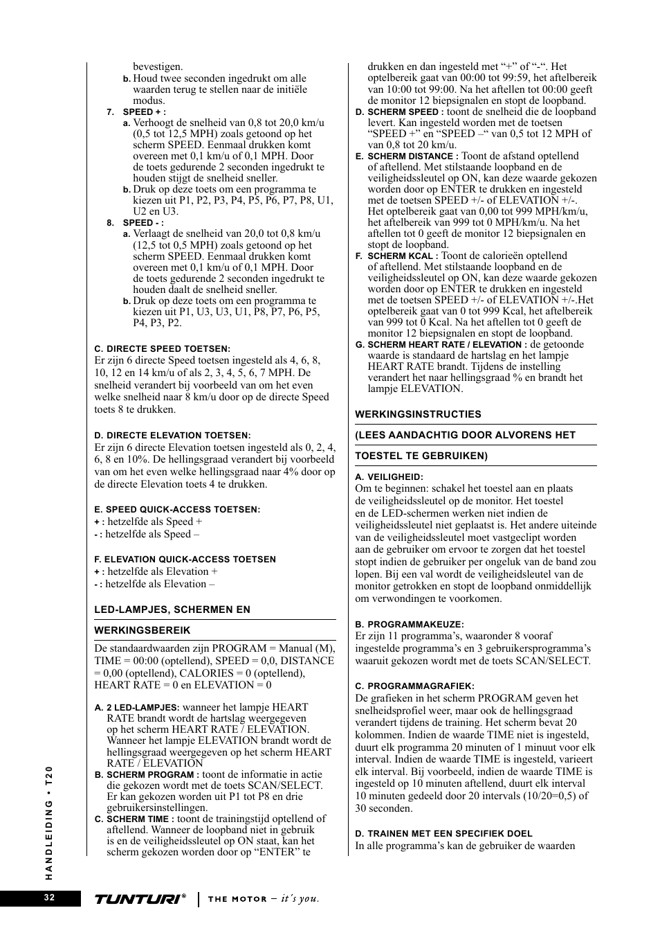 Tunturi T20 User Manual | Page 32 / 76