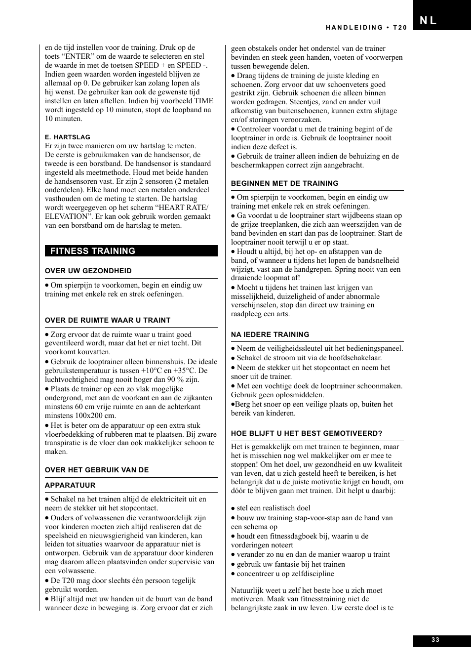 Tunturi T20 User Manual | Page 33 / 76