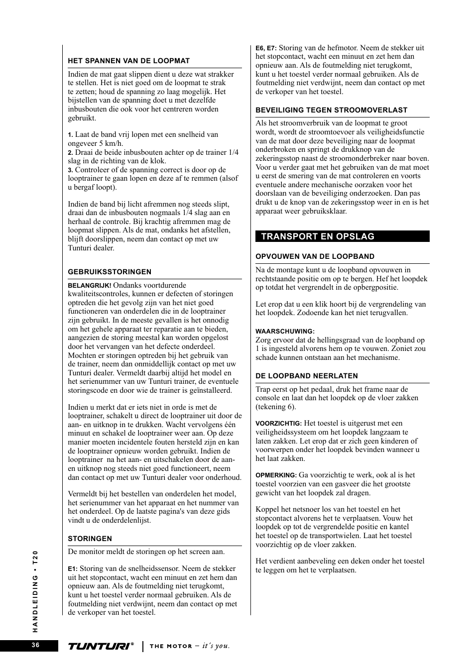 Tunturi T20 User Manual | Page 36 / 76