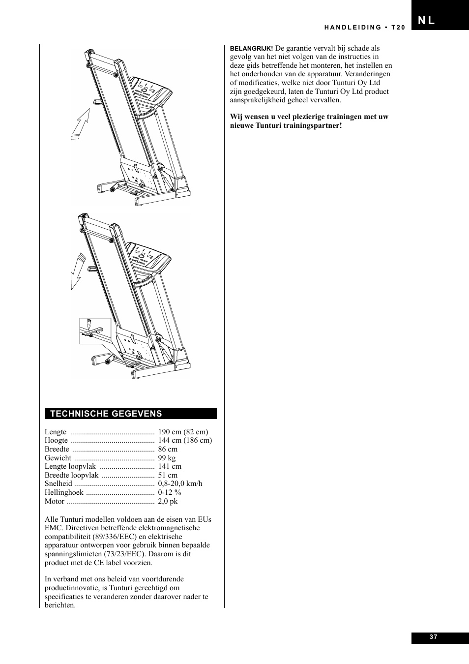 Tunturi T20 User Manual | Page 37 / 76